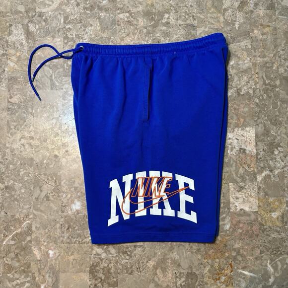 Nike Shorts Mens Large Blue Club French Terry Retro Side Graphic 9” Gym FV5136 - Picture 1 of 9